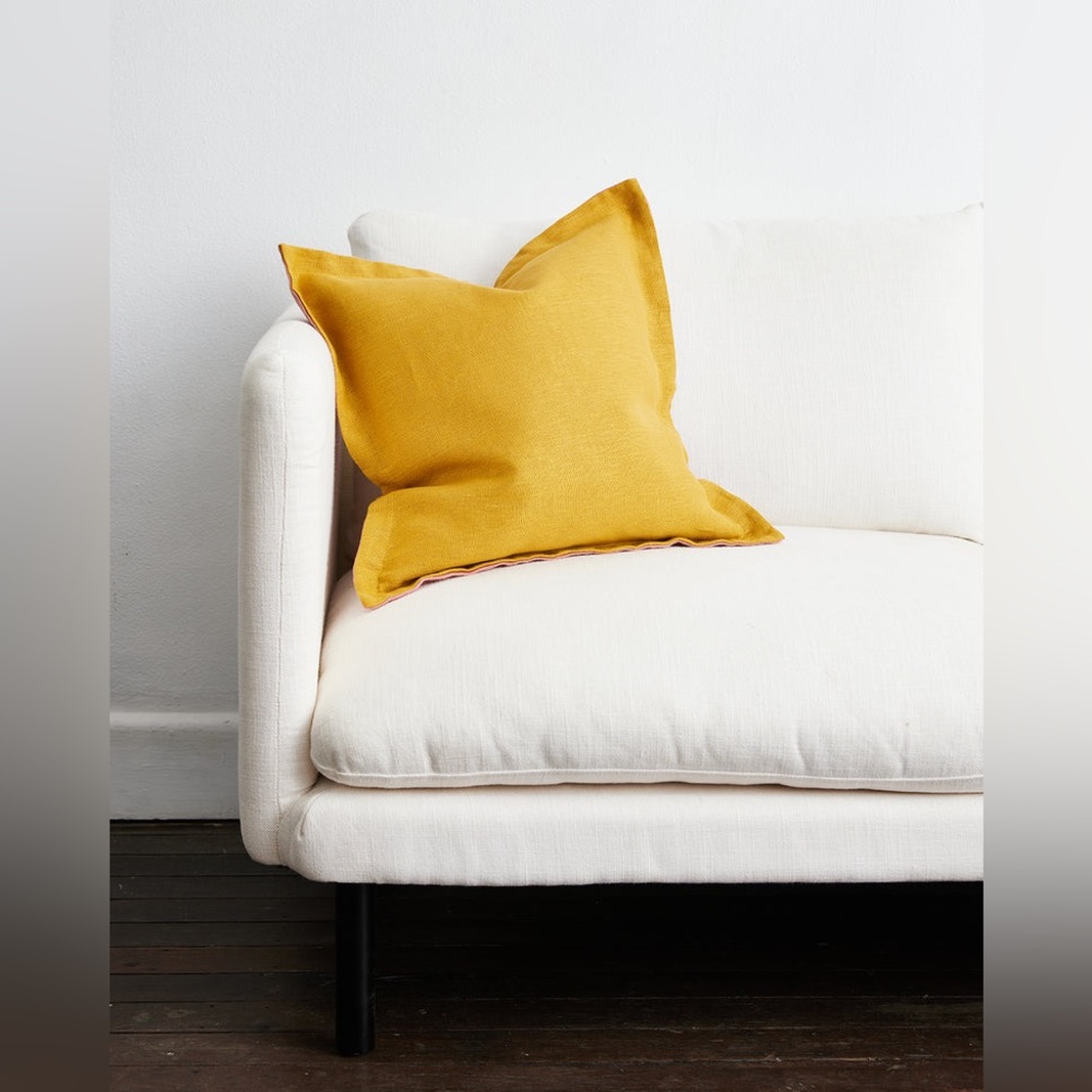 Bed Threads Pink‎ Clay & Turmeric 100% French Flax Linen Cushion Cover
